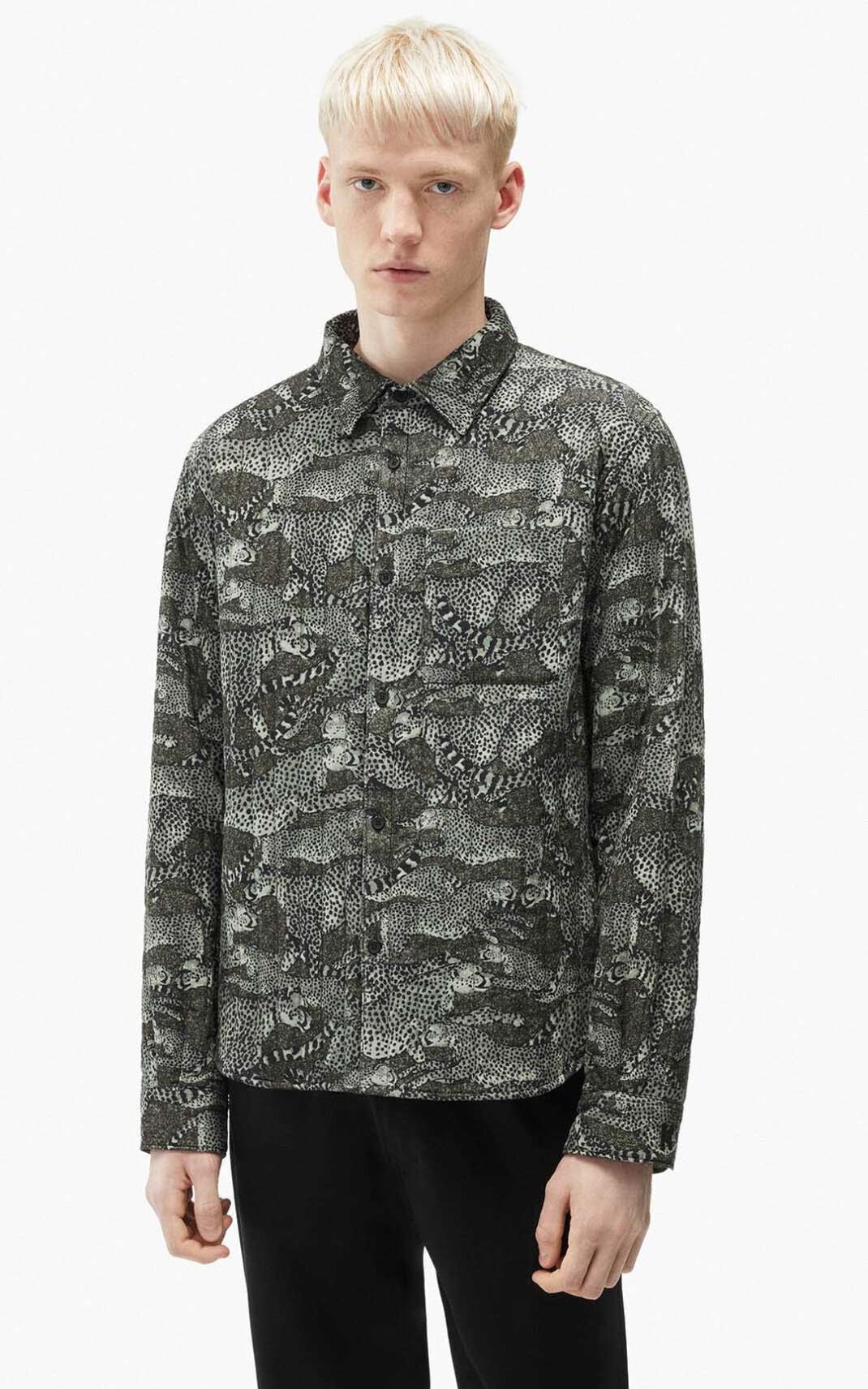 Chemise Kenzo Homme Archive Leopard quilted Vert Clair UGEJH-7359